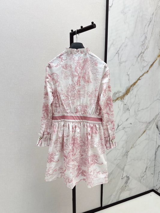 D 25 Animal jungle print accordion pleated lace dress