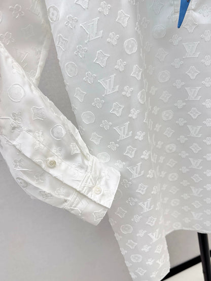 L 25 Floral shirt style dress(BLUE/WHITE)