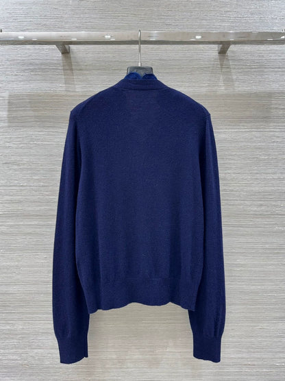 H 25 new style neckline lace design classic V-neck cashmere cardigan