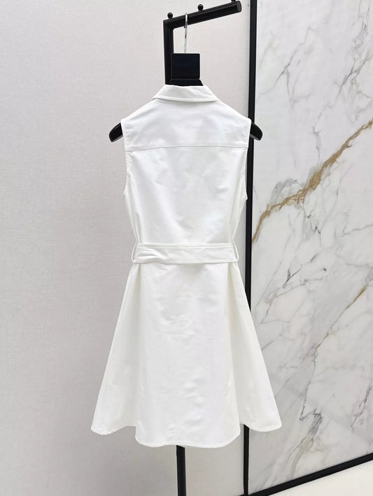 Ra 25 Spring Summer New Embroidery Lapel Sleeveless Dresses