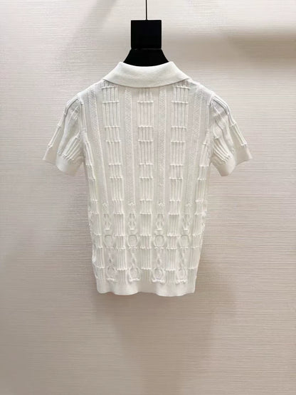 H 25 Spring and summer embossed jacquard knitted short sleeves