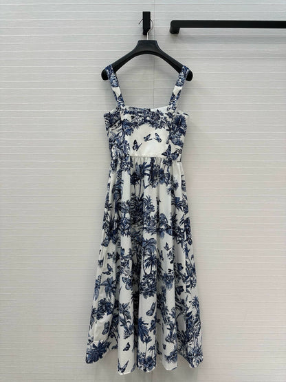 D 25 Spring/Summer New Printed Halter Sheath Waist Dresses