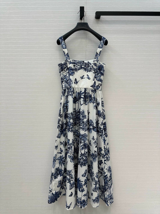 D 25 Spring/Summer New Printed Halter Sheath Waist Dresses