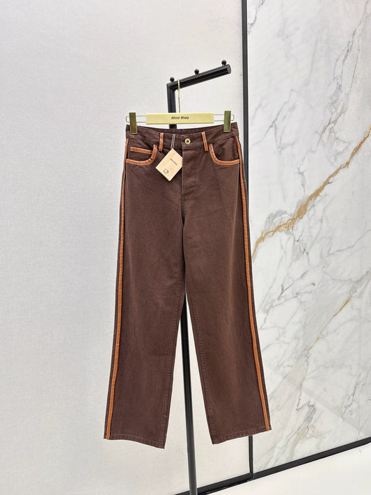 M 25 Brown jeans with leather detailing