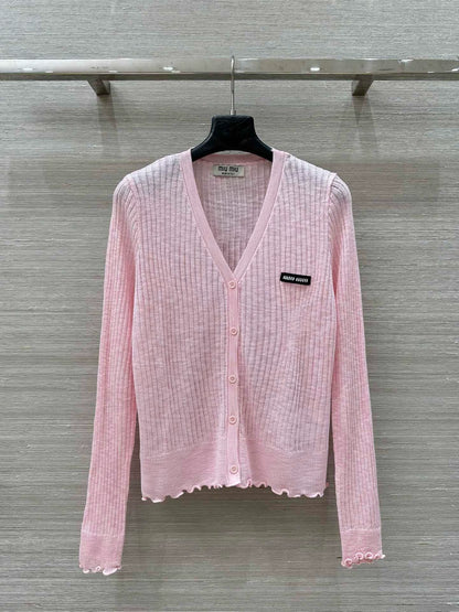 M 25 Lace trim Cardigan(white black pink)