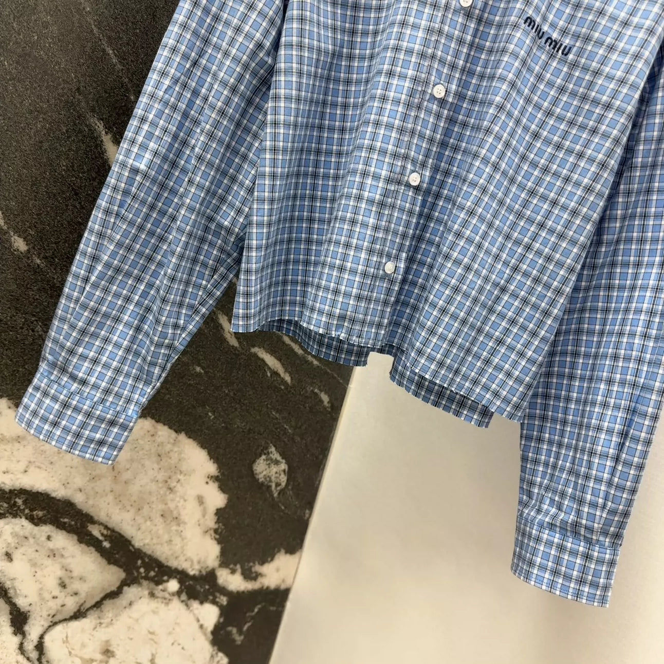 m 25 Spring and Summer New Blue Plaid Short Shirt