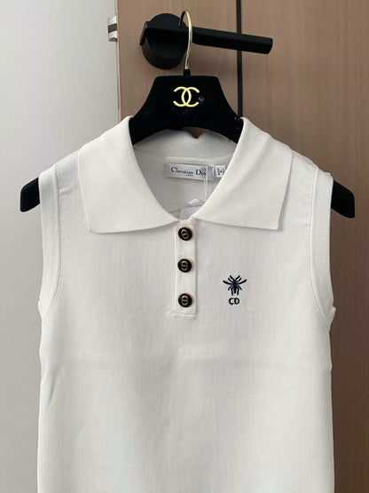 D 25 new lapel short-sleeved undershirt（white navy）