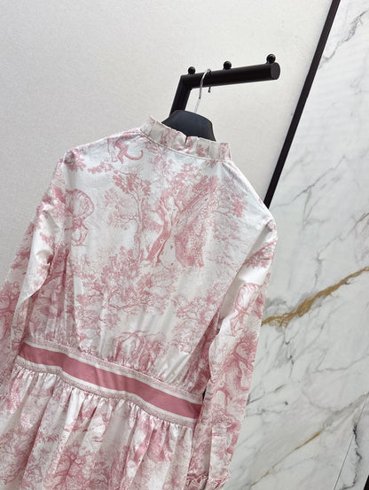 D 25 Animal jungle print accordion pleated lace dress