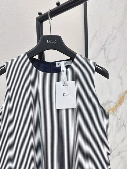 D 25 Spring Summer Latest Round Neck Striped Sleeveless Dresses