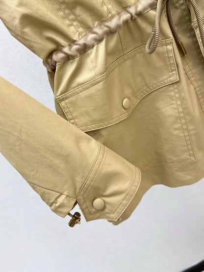 Mon 25 Collar drawstring trench coat jacket