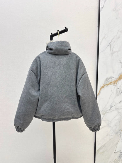 Mi 25 Lambswool patchwork short stand collar down jacket
