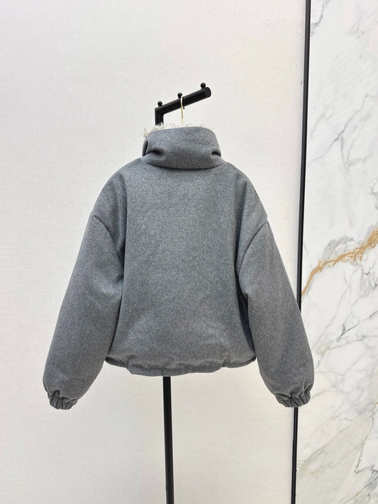 Mi 25 Lambswool patchwork short stand collar down jacket