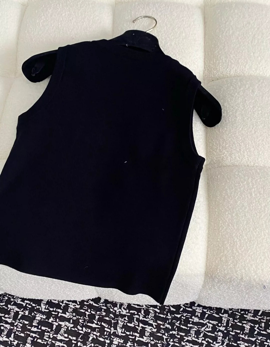 M 25 New Studded monogrammed logo round neck sleeveless knit tops