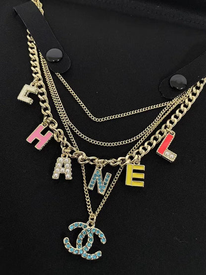 25 Summer New Multi-layer Chain Letter Necklace