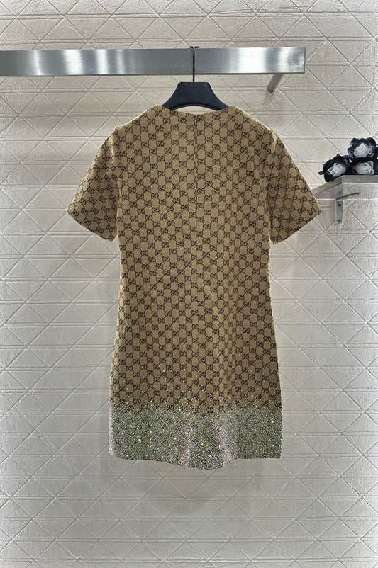 G 25 Hot Diamond Jacquard Short Sleeve Dress