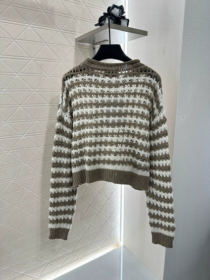 C 25 Striped Letter Knit Sweater