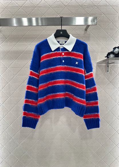 Ce 25 New Striped Polo Sweater
