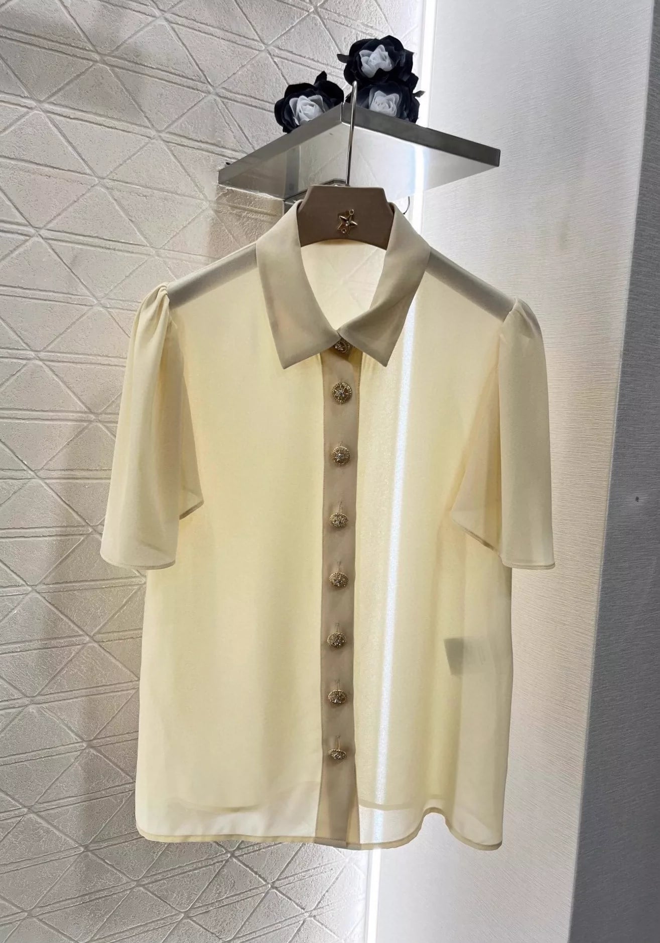 C 25 Lapel shirt pleated long skirt suit