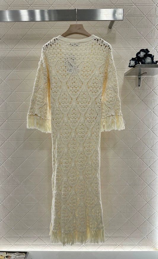 D 25 New Knit Crochet Fringe Dress