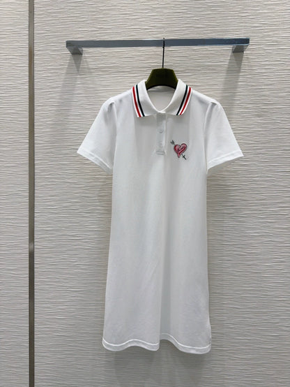 G 25 New Striped Lapel Short Sleeve Polo Dress