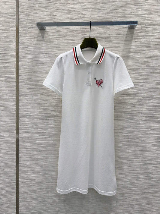 G 25 New Striped Lapel Short Sleeve Polo Dress