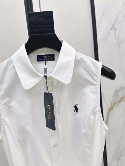 Ra 25 Spring Summer New Embroidery Lapel Sleeveless Dresses