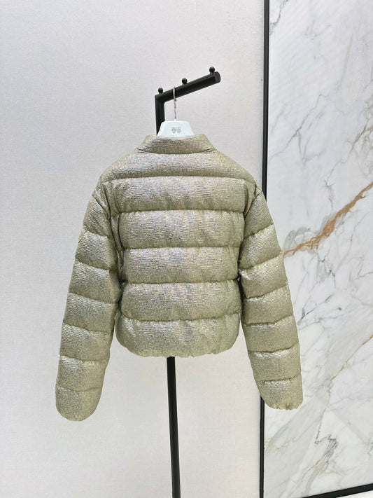 MON 25fw Silver stand collar down jacket