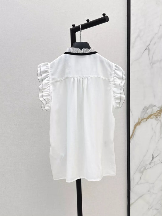 D 25 spring and summer new black velvet tie silk sleeveless shirt