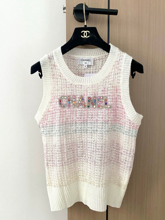 C 25 new style nail diamond round neck sleeveless knitted vest