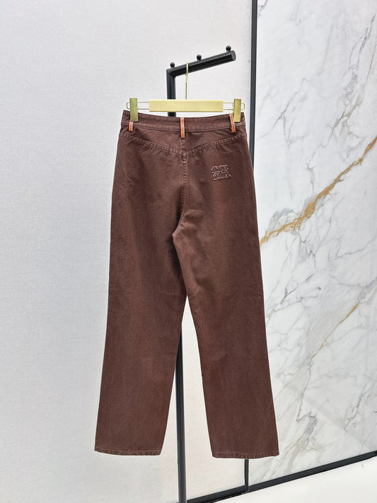 M 25 Brown jeans with leather detailing