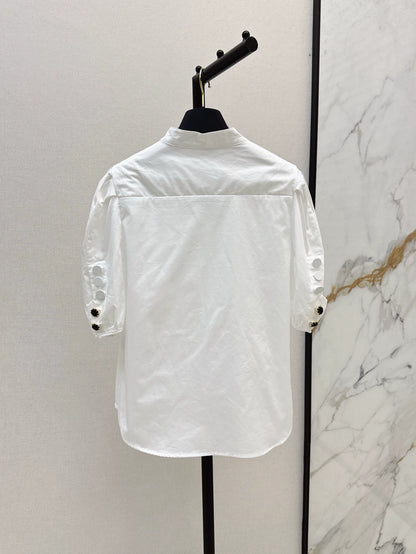 L 25 Spring/Summer New Standing Collar Bubble Sleeve Blouse