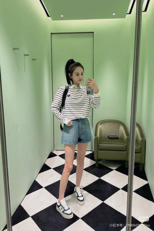 P 25 New Striped long-sleeve polo shirt