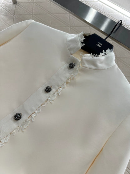 D 25fw Stand-up collar, water-soluble lace blazer.