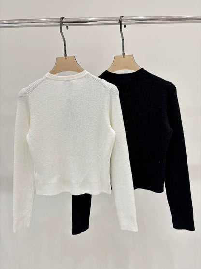 C 25 Early Spring New Round Neck Letter Logo Simple Casual Knitted Cardigan