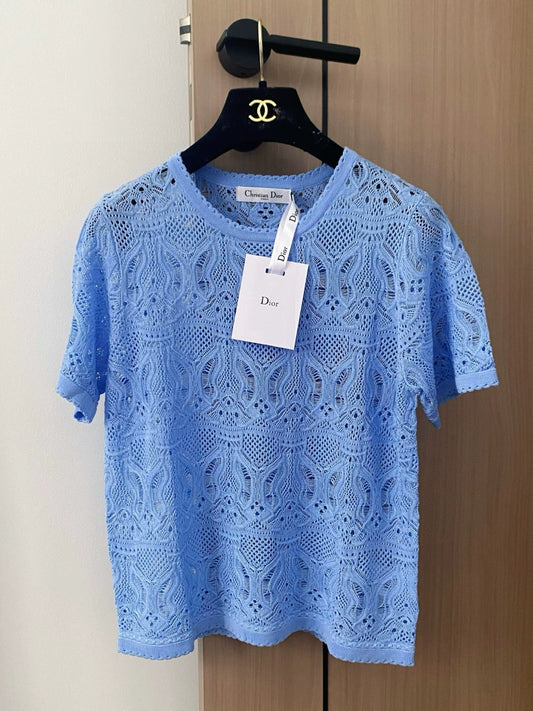 D 25 new hollow round neck short sleeve knitting