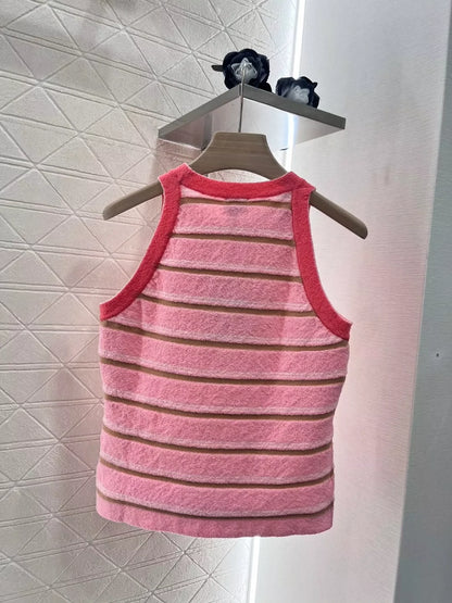 C 25 Spring/Summer New Knit Striped Vest(BLACK PINK)