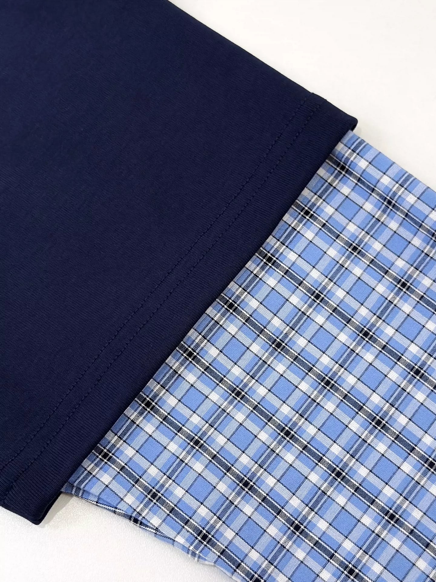 25 Summer new style stitching contrast color plaid long sleeves