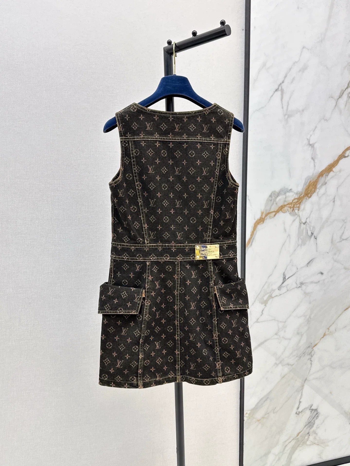 L 2025 Summer New Printed Denim Vest Dress