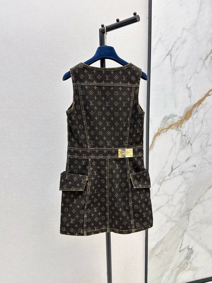 L 2025 Summer New Printed Denim Vest Dress