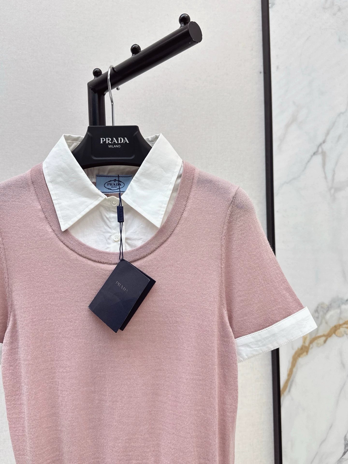 p 25 spring and summer new fresh ageing style false two-piece knitted short-sleeved