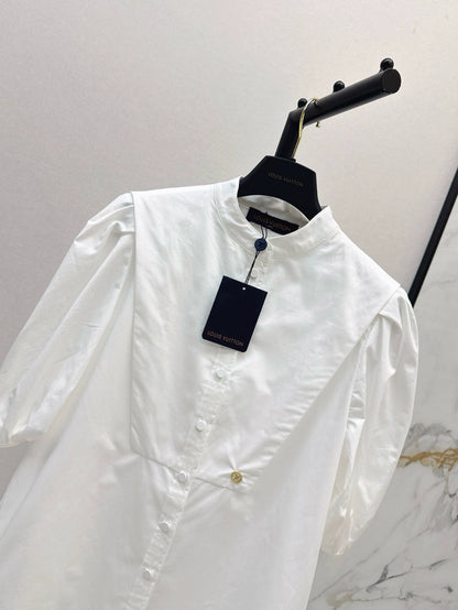 L 25 Spring/Summer New Standing Collar Bubble Sleeve Blouse