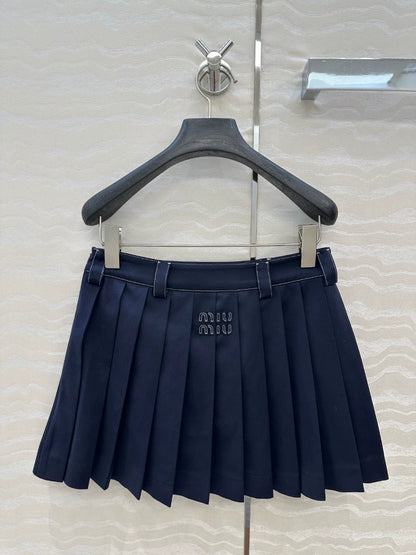 M 25 New navy blue college style teenage girl pressed pleated short half skirt