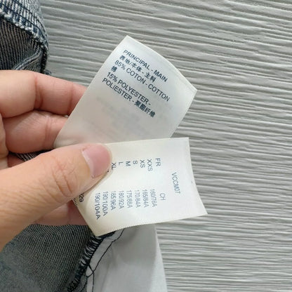 L 25 Colorblocked Printed Zipper Denim Half Skirt