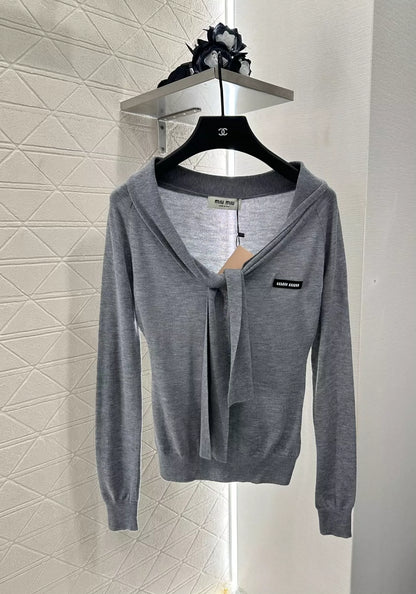 M 2025 new products on the shelves Lace-up knitted tops(beigi,gray)