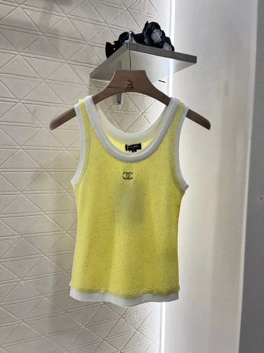C 25 spring and summer new fake two-piece knitted undershirt