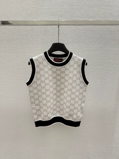 g 25 New color clashing letters round neck sleeveless knitted undershirt