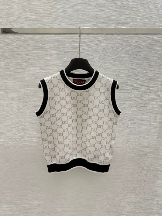 g 25 New color clashing letters round neck sleeveless knitted undershirt