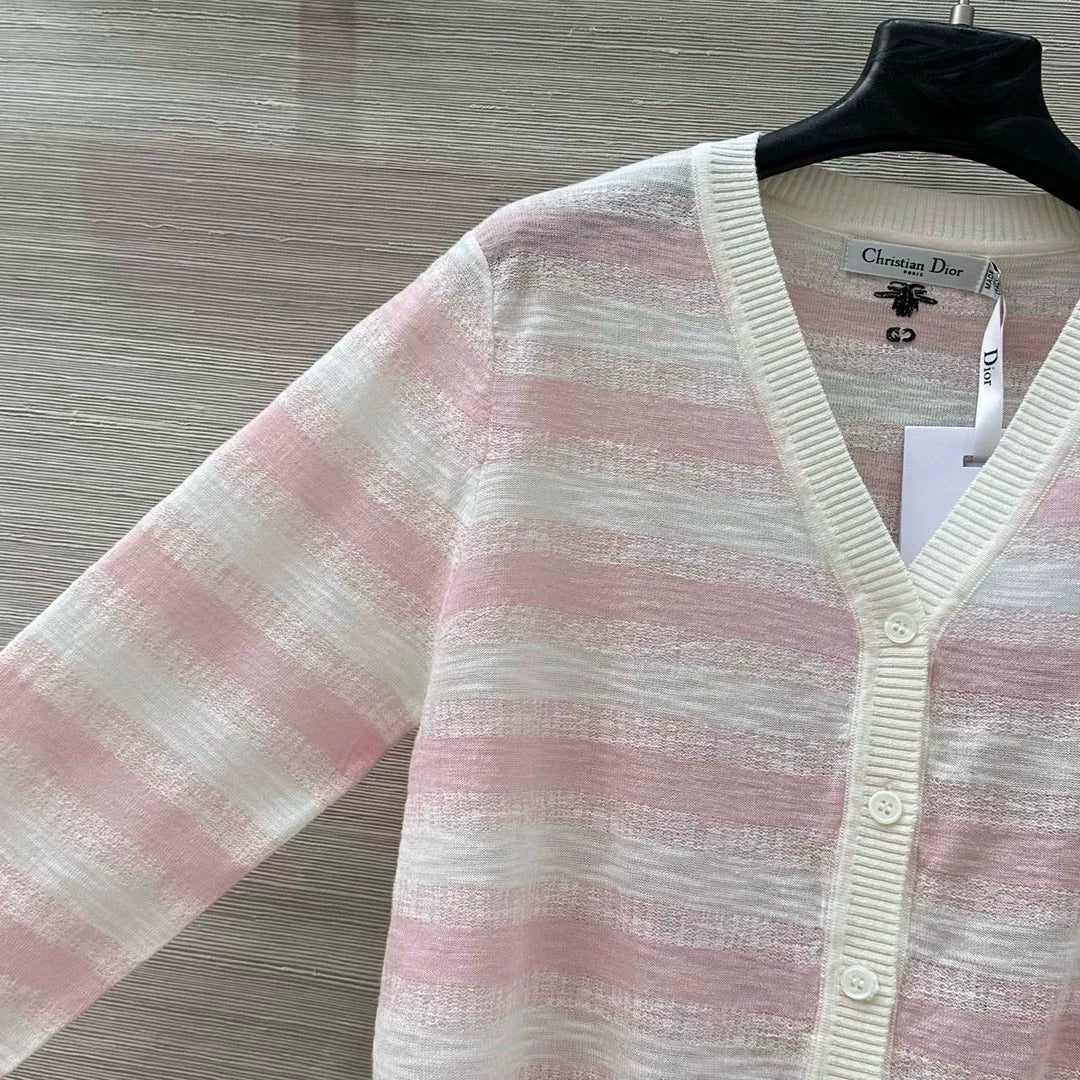 D 25 Spring/Summer Resort Collection Dopamine Colorway Premium Gradient Stripe Yarn Knit Small Cardigan