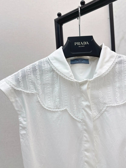 P 25 spring and summer new collar triangle label splicing cake skirt dress