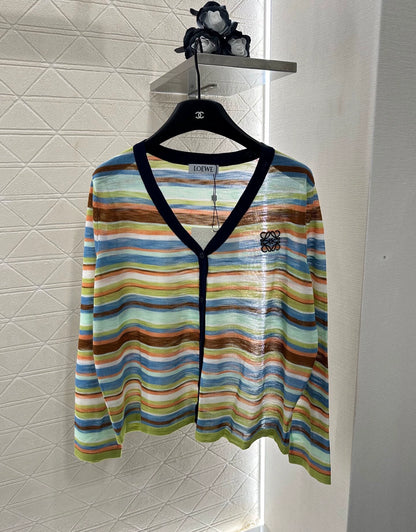 LO 25 Colorful striped knitted cardigan